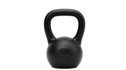Photo of black kettlebell weight isolated on transparent background.png