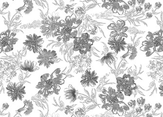 Hand Drawn Flowers and Leaves Line Pattern Watercolor Trendy Plan Trendy Color Cards Print On The Floor Home Textile Fabric Wallpaper Wrapping Cards Carpet Rug Background Fabric Linen Look Textures