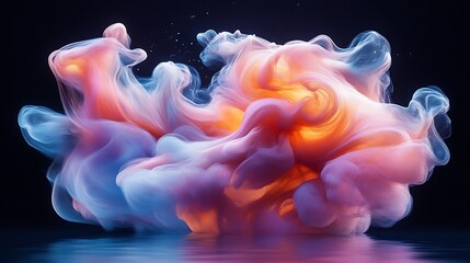 Obraz premium Abstract rendering of swirling vibrant colors with water reflection on a dark background