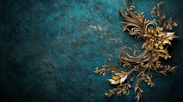 Intricate dok phak kud motif showcasing lifelike gold elements digital artwork elegant environment detailed viewpoint