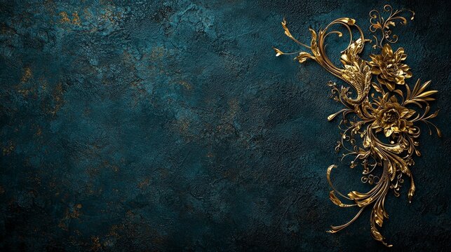 Intricate dok phak kud motif featuring lifelike gold floral design artistic background digital artwork luxurious environment