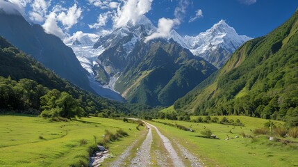 Majestic Mountain Range with a Winding Road