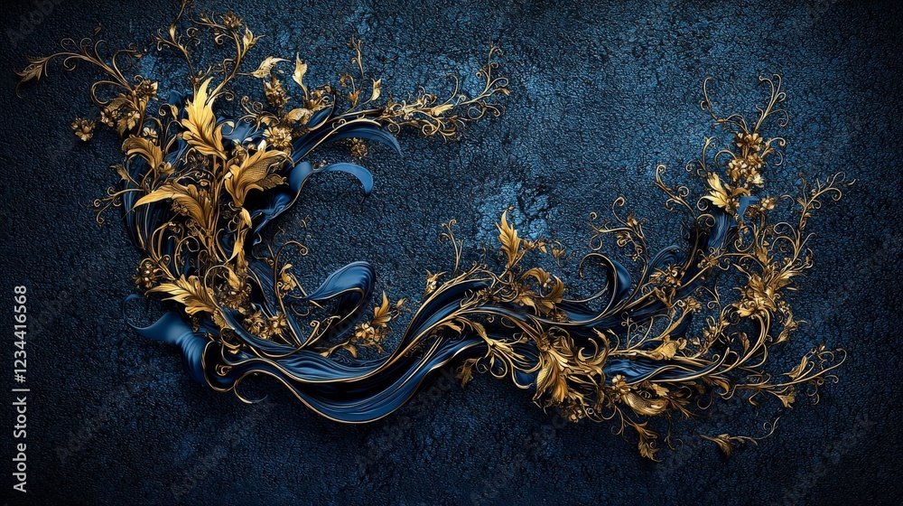 Aufkleber intricate golden krua wan motif abstract art decorative design dark background close-up elegance and