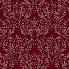 Elegant Damask Pattern with Ornate Floral Motifs and Decorative Borders. seamless design features a sophisticated blend of vintage-inspired elements and modern aesthetics	