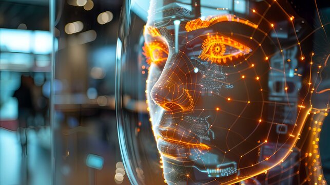 Digital Face, AI, Futuristic Portrait - Powered by Adobe