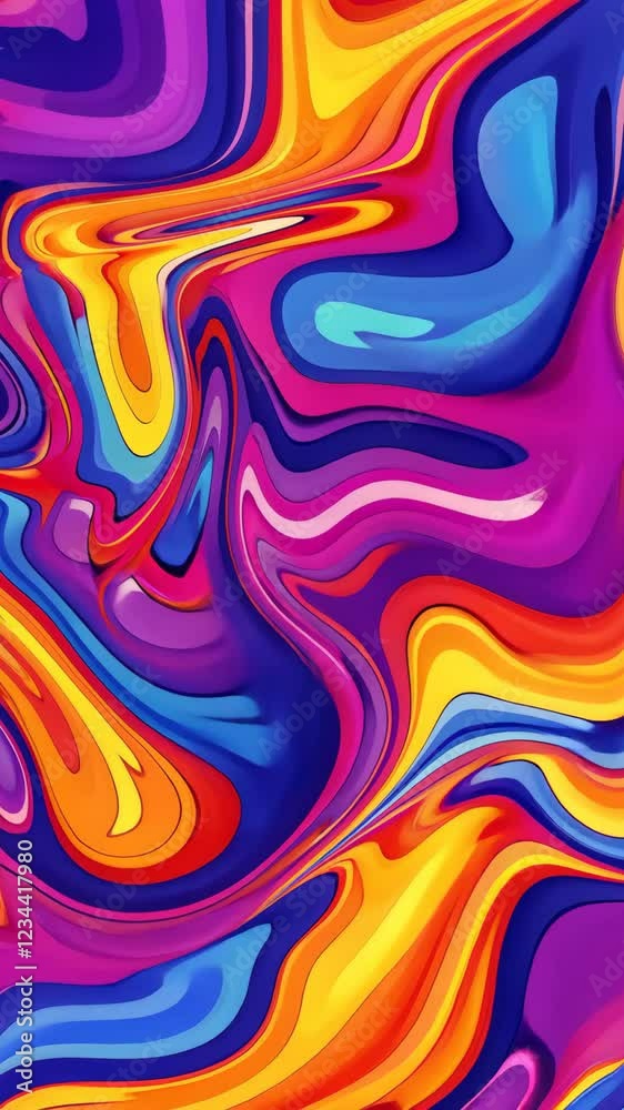 Poster experience a lively display of swirling patterns in a captivating animation filled with bright color