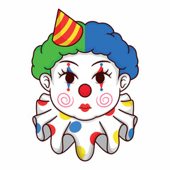 Cute clown icon. Cartoon illustration of cute clown vector icon for web