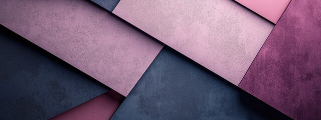 Layered geometric backdrops in bold contrasting tones create striking visual appeal