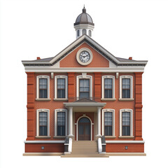 Fototapeta premium School building front view Isolated on white Background