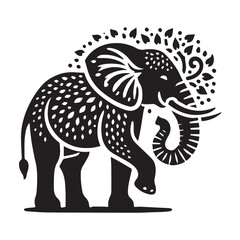 Fototapeta premium Black and White Elephant Silhouette Design