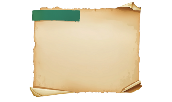 Antique Parchment Paper Scroll with Green Banner Blank Template, Transparent Background, Ai Generative Images