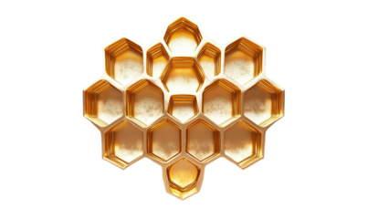 Golden Honeycomb Pattern Luxury Geometric Background Abstract Hexagon Texture, Transparent Background, Ai Generative Images