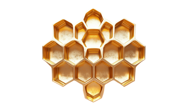 Golden Honeycomb Pattern Luxury Geometric Background Abstract Hexagon Texture, Transparent Background, Ai Generative Images - Powered by Adobe