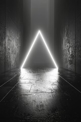 Bright triangular light in a dark, narrow hallway.