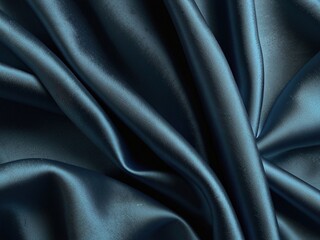 Fototapeta premium Beautiful, Smooth Bridal Banner. blue Glistening Fabric Background with Wrinkles and Folds.
