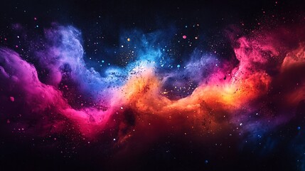 Fototapeta premium Cosmic Dance of Colorful Nebulae: Swirling Clouds of Gas and Dust Illuminate the Dark Sky.