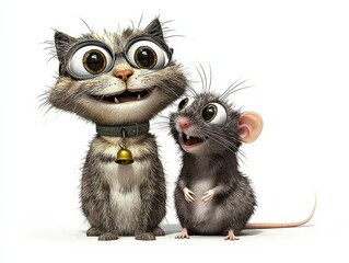 Fototapeta premium In a World Where Cats and Rats Become Friends in a Colorful Cartoon 3D Adventure