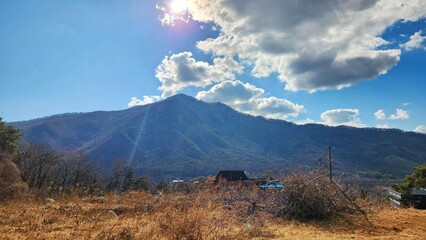 Obraz premium rural scenes. mountain view in korea. travel to korea.