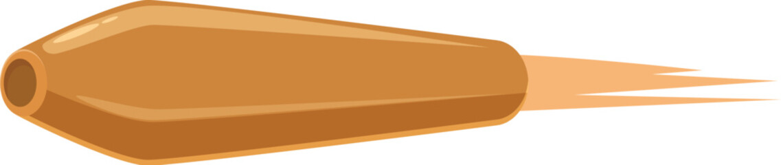 Fast bullet flying through air leaving trail of smoke