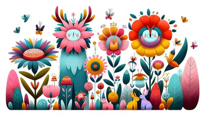 Fototapeta premium Jardines Encantados: Criaturas Botánicas