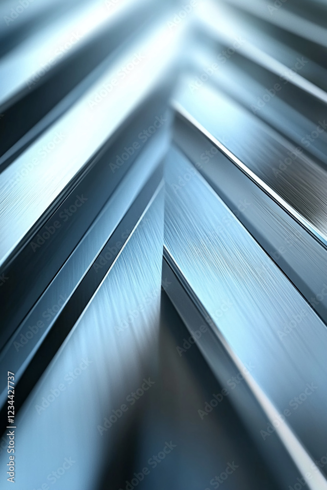 Aufkleber Close-up of shiny, metallic arrows arranged in a pattern with angled reflections on a dark, smooth surface, symbolizing direction, choice, and forward movement.