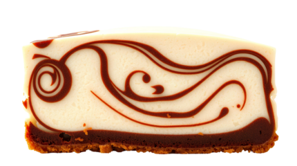 Photo of marble cake slice with chocolate swirl pattern isolated on transparent background.png
