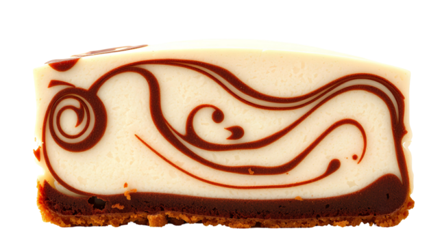 Photo of marble cake slice with chocolate swirl pattern isolated on transparent background.png