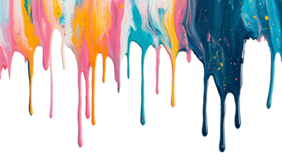 Dripping Paint Colors Abstract Background Texture, Transparent Background, Ai Generative Images