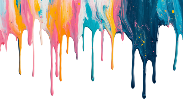 Dripping Paint Colors Abstract Background Texture, Transparent Background, Ai Generative Images