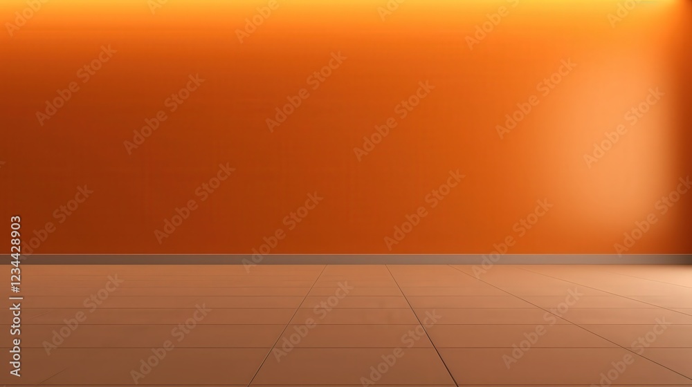 Poster 3d render of an empty dark orange wall background with soft lighting and smooth surface ideal for cr