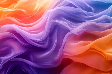 Obraz premium Colorful flowing fabric creates a dreamy abstract background in vibrant shades of orange, purple, and pink