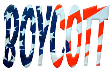 Digital composite ..The word Boycott with an overlay of the American flag.
