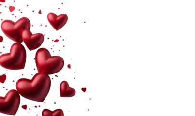 Romantic Red Hearts Valentines Day Background Love Celebration, Transparent Background, Ai Generative Images