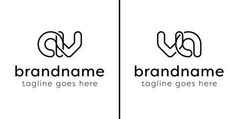 Letters AV and VA Monogram Line Logo, suitable for any business with VA or AV initials