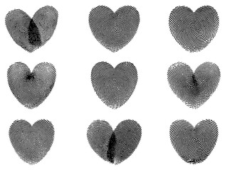 HEART FINGERPRINT  SILHOUETTE ON WHITE BACKGROUND
