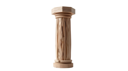 Photo of natural wood pillars isolated on transparent background.png