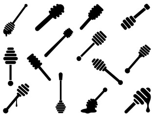 HONEY DIPPER SILHOUETTE ON WHITE BACKGROUND