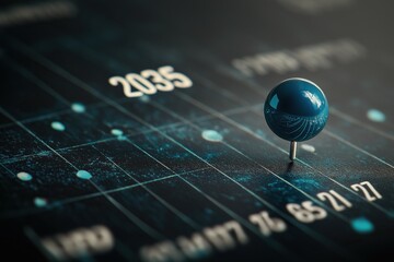 Pinpointing the year 2035 on futuristic timeline chart