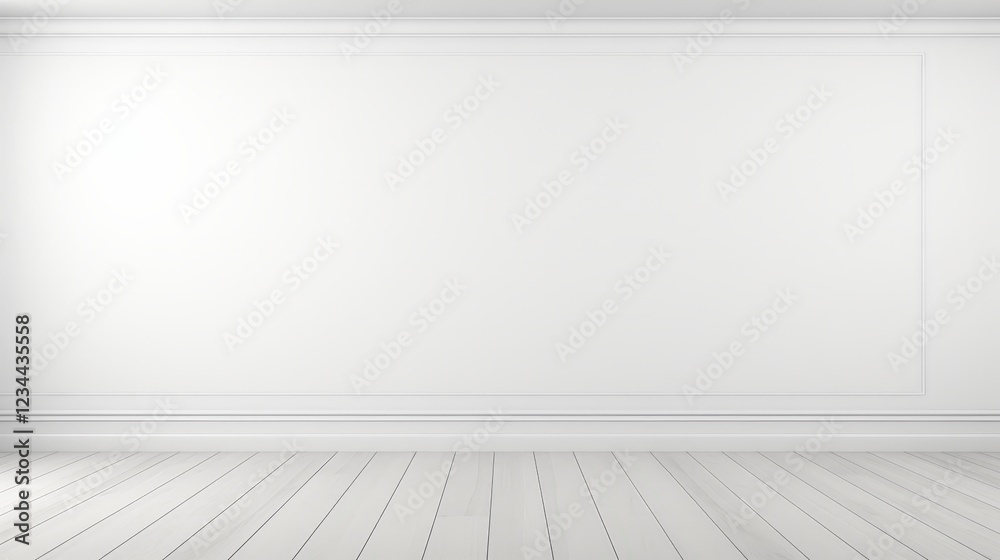 Poster 3d render of an empty white wall background featuring a minimalist design with simple lines and soft