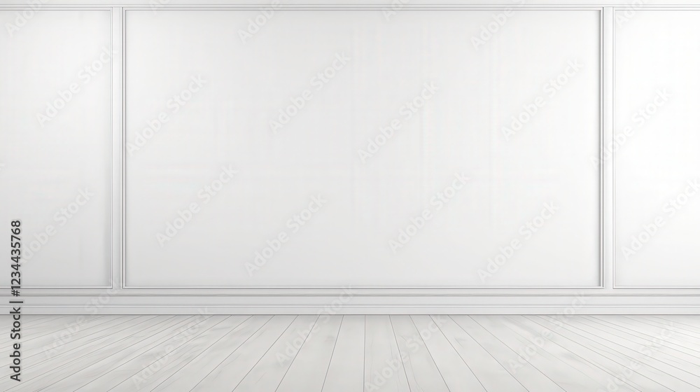 Poster spacious 3d render of an elegant empty white wall background with subtle texture and soft lighting f