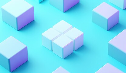 Obraz premium Pastel cubes pattern on blue background.