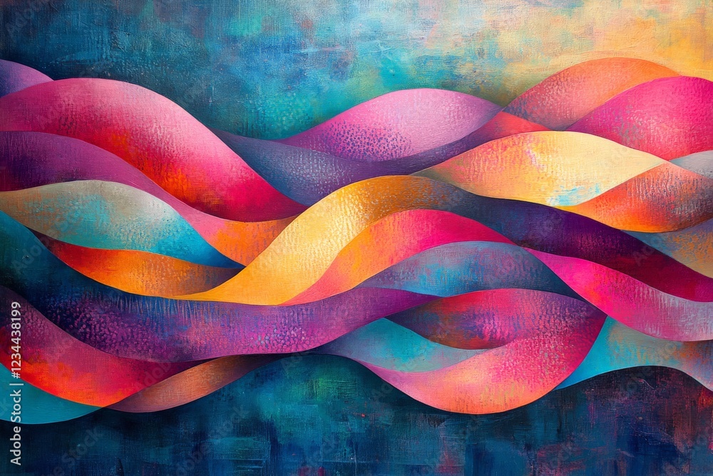 Leinwandbilder colorful abstract waves create dynamic visual flow in modern artwork displayed in vibrant hues