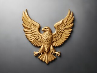 A realistic embossed eagle emblem on a textured metal plate, designed with copy space. For Presidents' Day.
