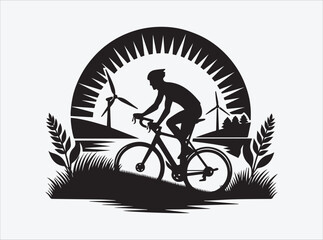 Mountain Biking Silhouette | Cycling Illustration | Outdoor Adventure