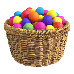 PNG Colorful Balls in a Basket Against Transparent Background for Play, Toys, or Creative Design Projects