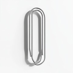 3D Paper Clip with Realistic Shadow on White Background