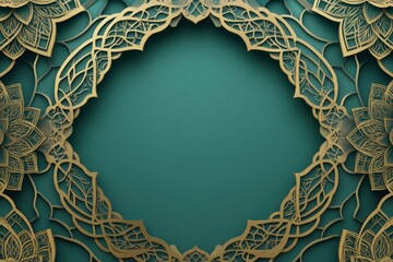 Decorative ornate gold frame on teal background