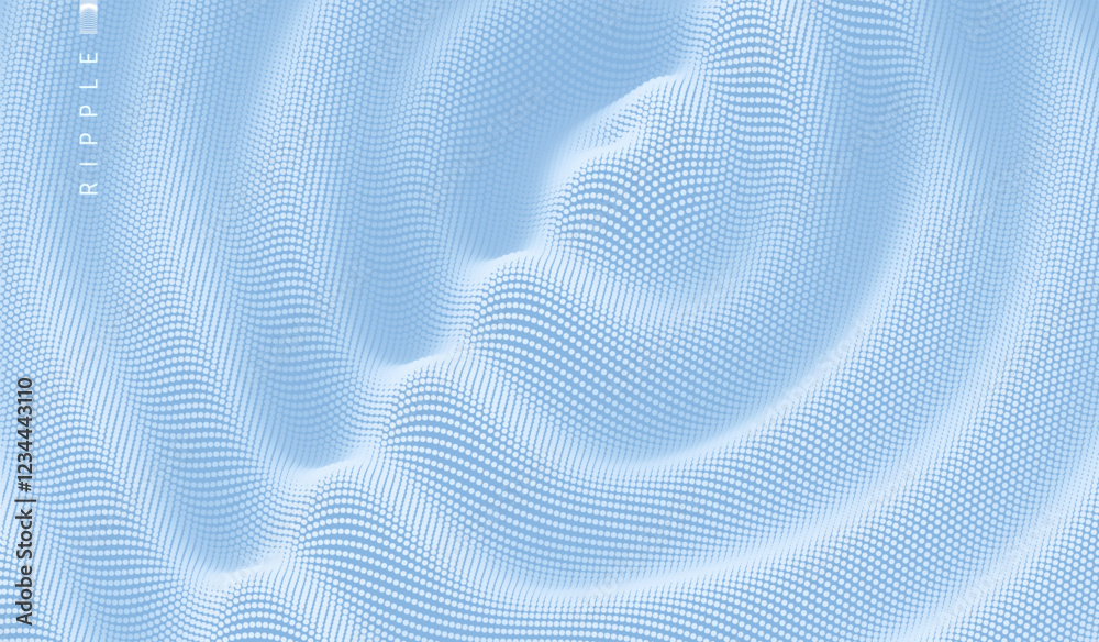 Wall mural 3d wavy background with ripple effect. grid surface with particle. vector illustration for cover, ca