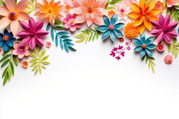 Obraz premium Summer floral border flower backgrounds pattern.
