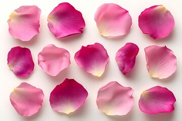 pink rose petals on white background
